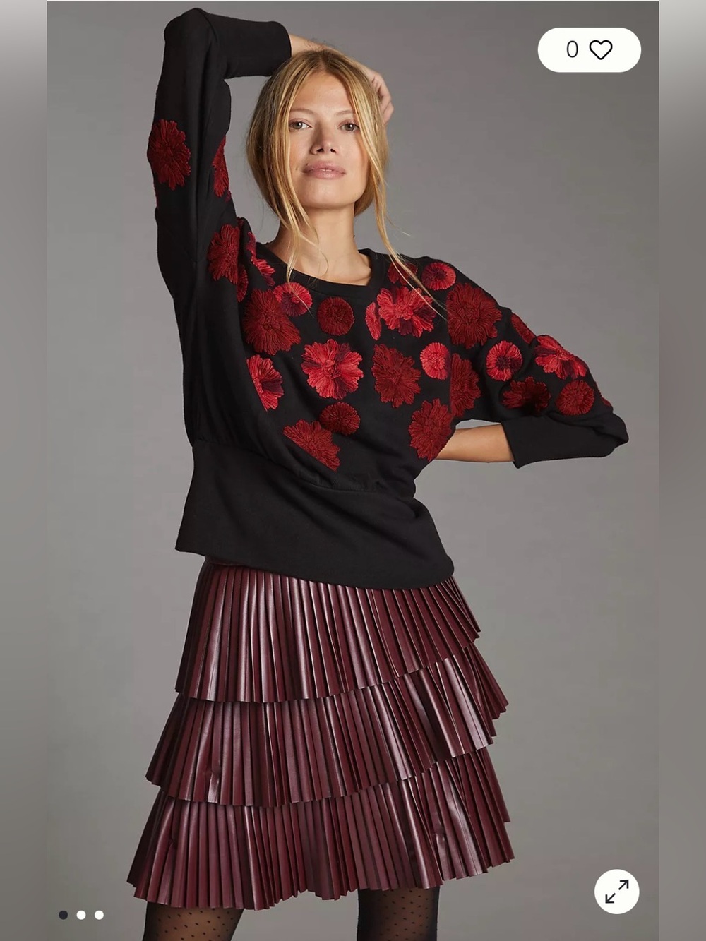 Anthropologie Maeve Floral Embroidered Sweatshirt